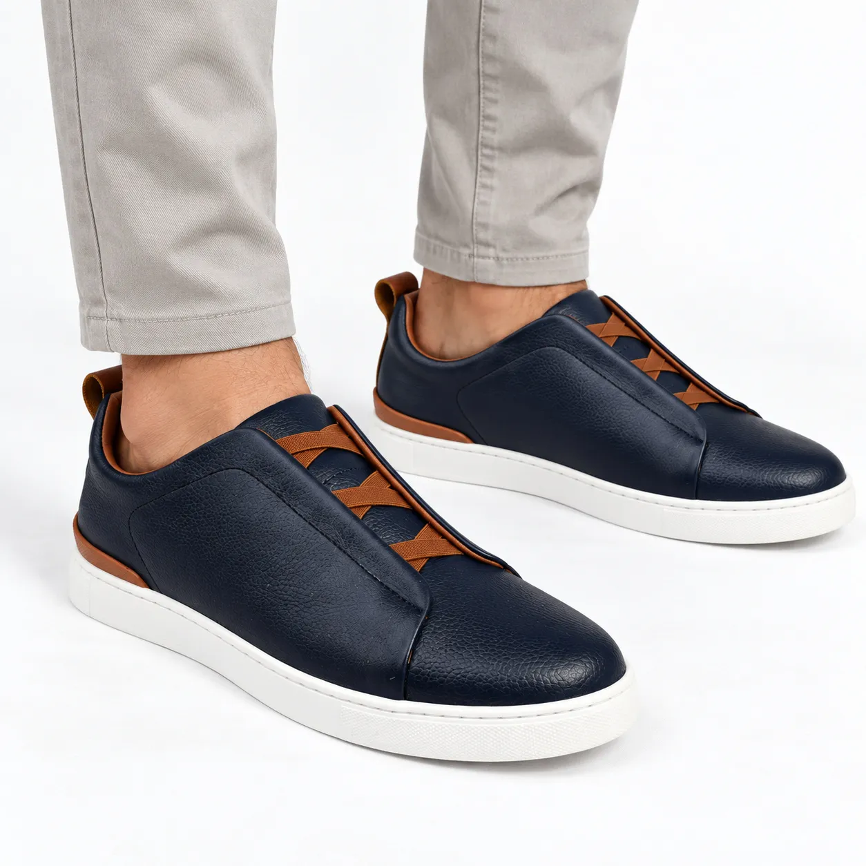 Basket espadrille pour homme   060 bleu cuir  